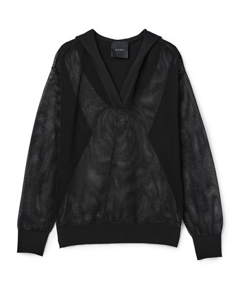 メッシュニットフーディー(ブラック-F)