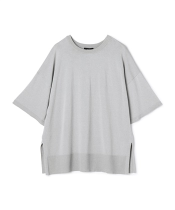 【ウォッシャブル】クールリラクシーニットTEE(ライトグレー-F)