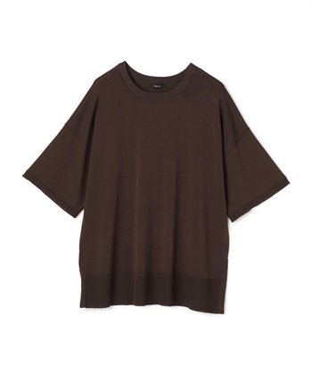 【ウォッシャブル】クールリラクシーニットTEE(ブラウン-F)