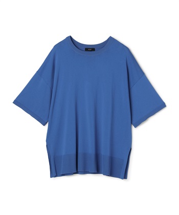 【ウォッシャブル】クールリラクシーニットTEE(ブルー-F)
