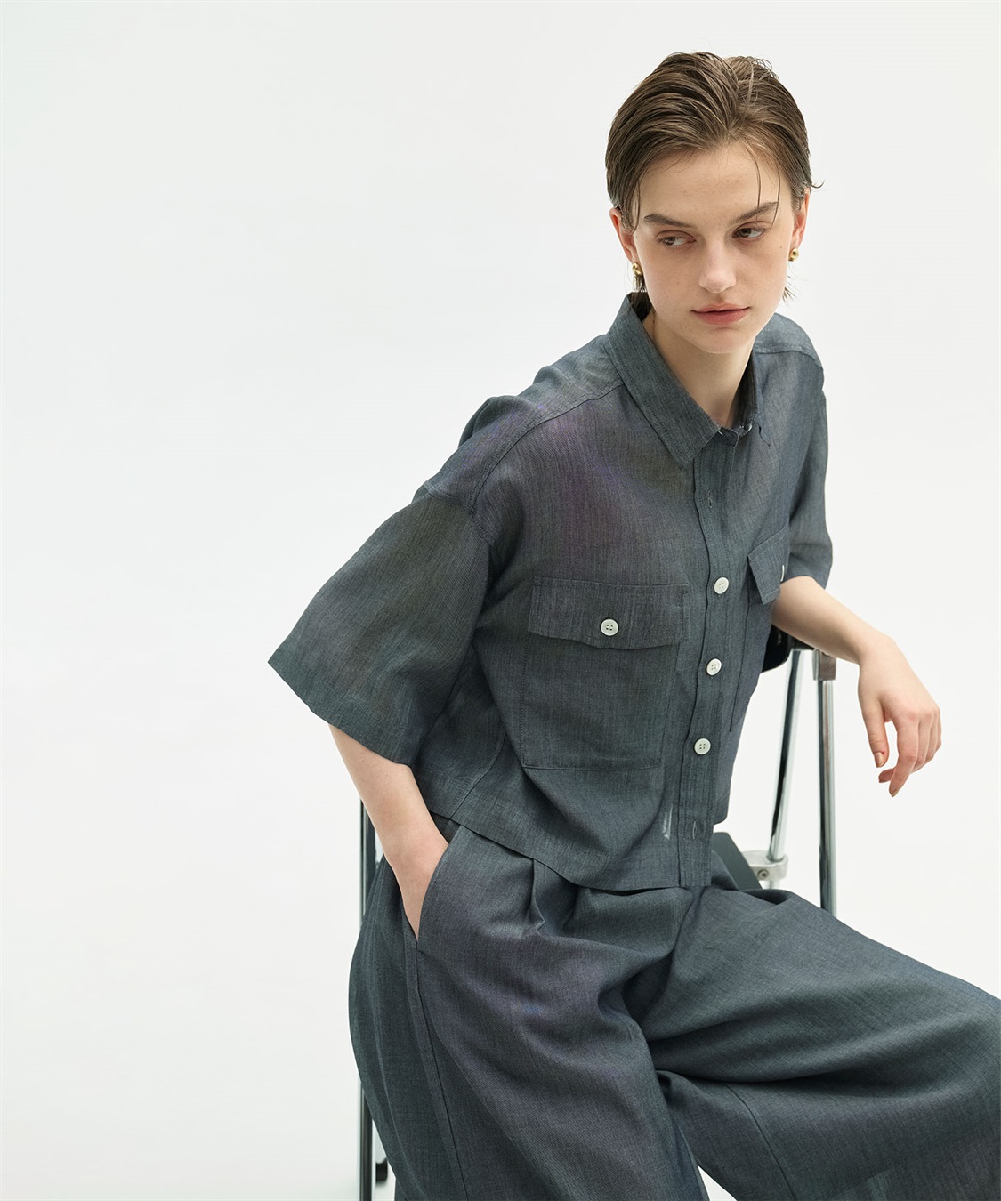 N.O.R.C シアーデニムCPOシャツ