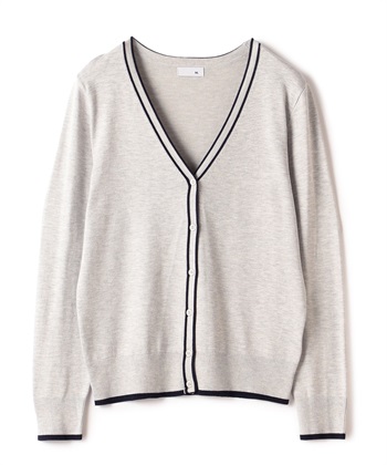 UVカット》おうちで洗える バイカラーVネックカーディガン【CF