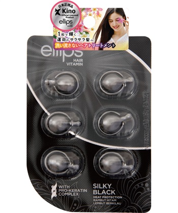 ellips/エリップス ヘアオイル シルキーブラック(ピーチ＆シトラスの香り)6粒入(ブラック-6P)