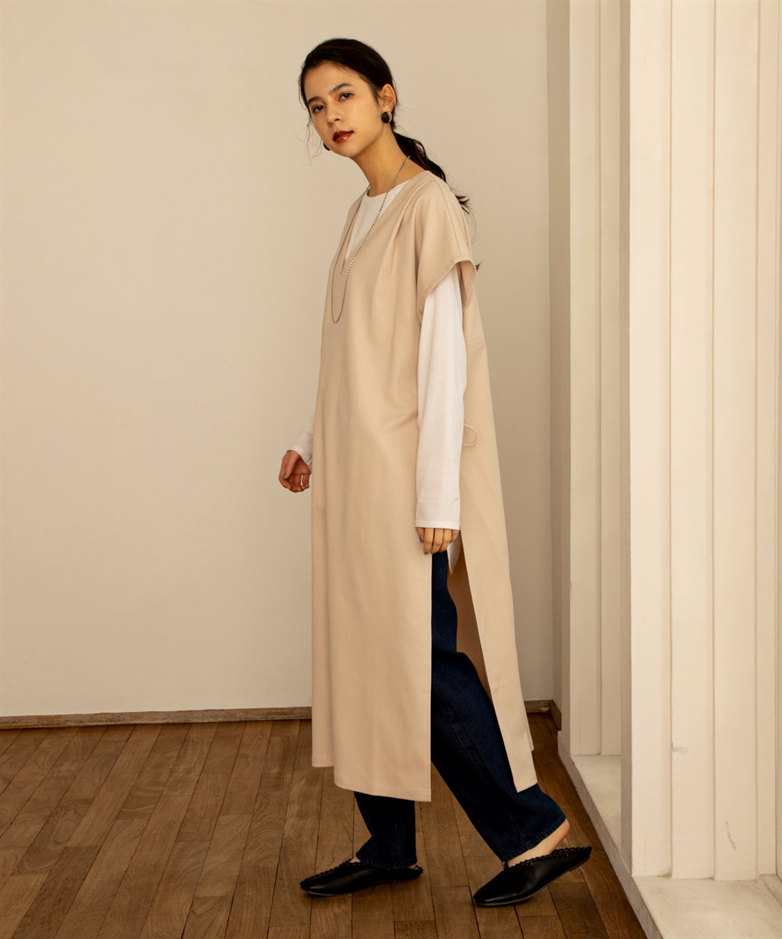 カフタンジレスリットワンピース Renorm クロスプラス公式通販サイト