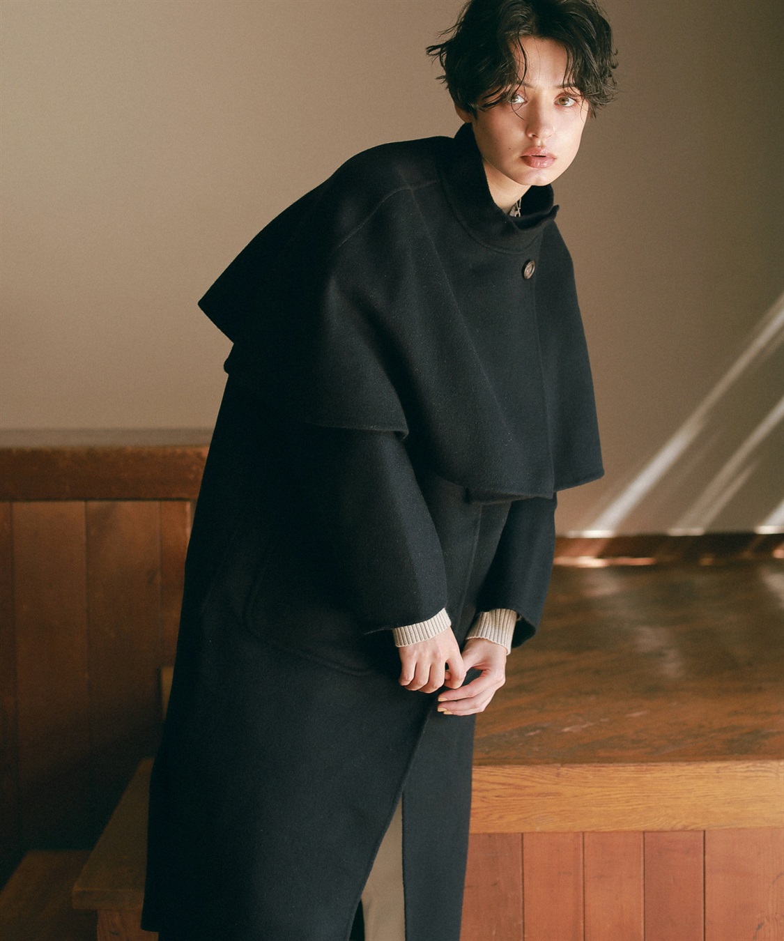 グレースクラス　レッキスファー衿ケープ グレースクラス♡超美品レッキスファー衿ケープ ケープコート