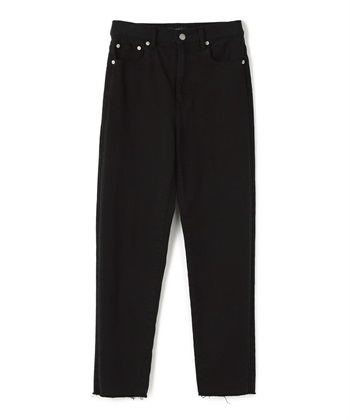 ハイライズカットオフテーパードデニム(ブラック-23)