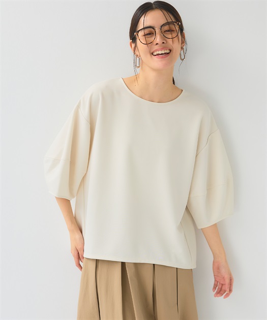 CROSS FUNCTION 《シワになりにくい》サマ美え ジョーゼットバルーンスリーブトップス