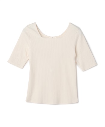 《UVカット》エブ楽 前後2wayテレコ５分袖Tシャツ(オフ-Ｍ)