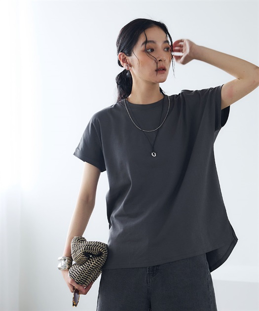 CROSS FUNCTION 《汗染み防止》エブ楽 天竺フレンチスリーブTシャツ