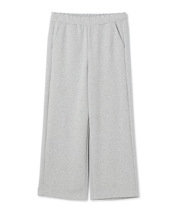 《ストレッチ》スウェットワイドパンツ(グレー-Ｍ)