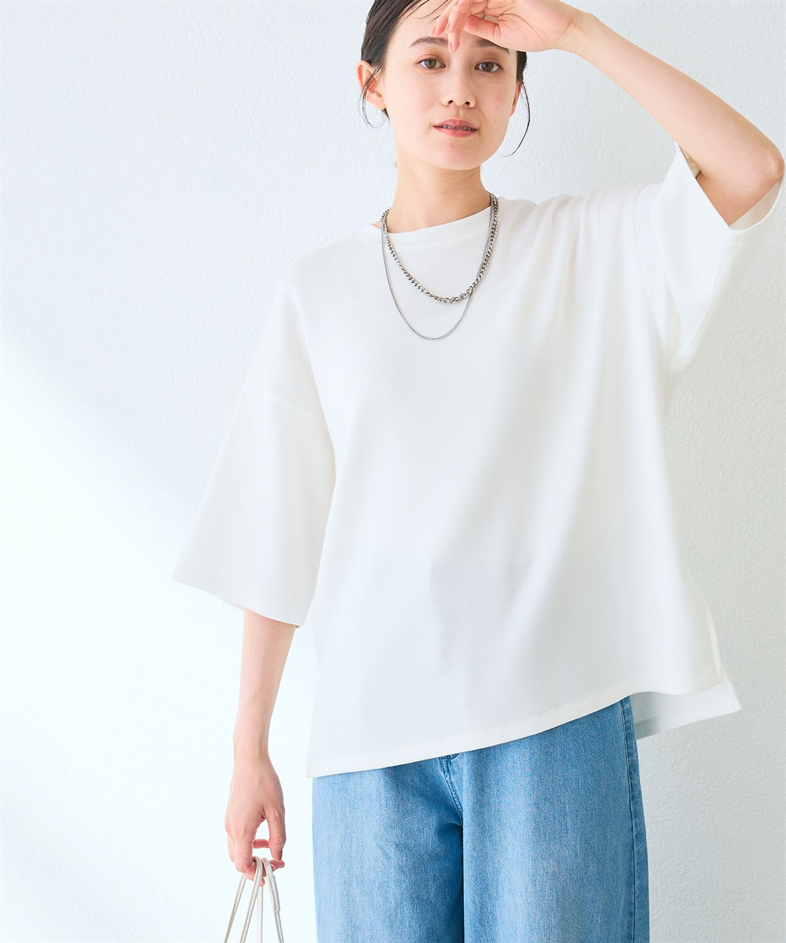 CROSS FUNCTION 《UV/接触冷感》エブ楽 なめらかダンボール ビッグシルエットTシャツ_main