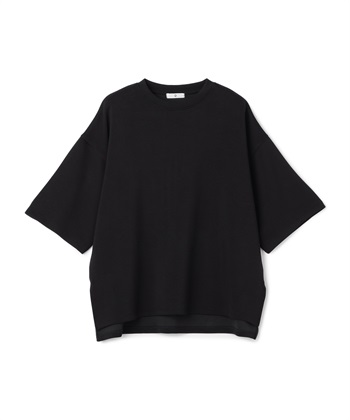 《UV/接触冷感》エブ楽 なめらかダンボール ビッグシルエットTシャツ(ブラック-Ｍ)