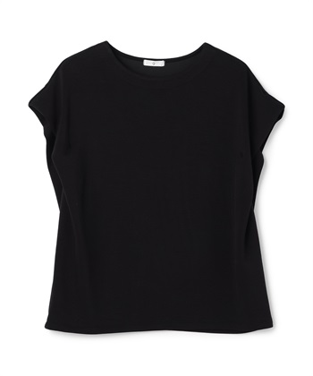 《UV/接触冷感》エブ楽 なめらかダンボール フレンチスリーブドルマンTシャツ(ブラック-Ｍ)