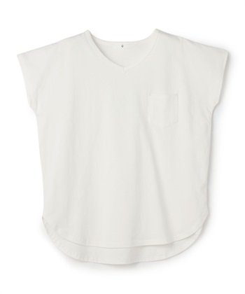 《汗染み防止》フロントポケットTシャツ(オフホワイト-Ｍ)