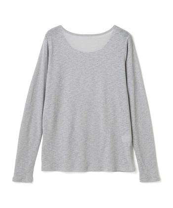 エブ楽 シアーリブロングTシャツ(グレー-Ｍ)