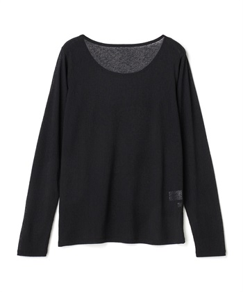 エブ楽 シアーリブロングTシャツ(ブラック-Ｍ)