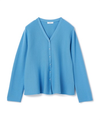 《洗える》マシュマロミラノAラインペプラムカーディガン(ライトブルー-Ｍ)