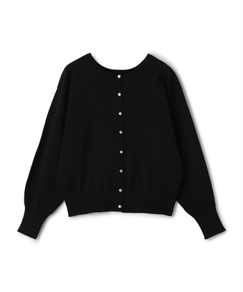 《洗える》サマ美え ２WAYクルーネックカーディガン(ブラック-Ｍ)