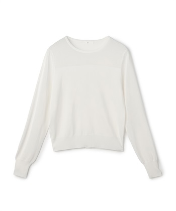 《洗える》サマナチュラ シアー切り替えパフスリーブニットトップス(オフ-Ｍ)