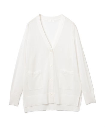 《洗える》サマナチュラ オーバーサイズシアーVネックニットカーディガン(オフ-Ｍ)