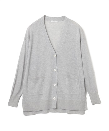 《洗える》サマナチュラ オーバーサイズシアーVネックニットカーディガン(グレー-Ｍ)