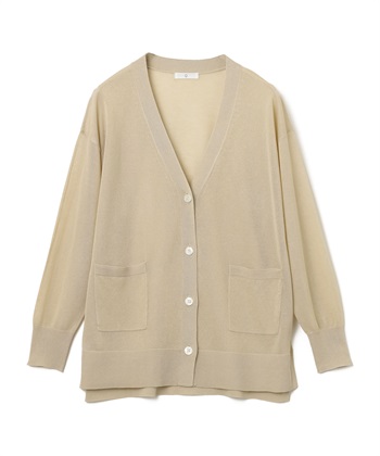 《洗える》サマナチュラ オーバーサイズシアーVネックニットカーディガン(ベージュ-Ｍ)