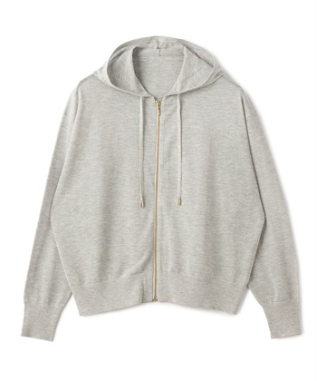 《洗える》サマナチュラ シアーニットZIPパーカー(杢グレー-Ｍ)