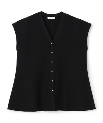 《マシンウォッシャブル》サマ美え ペプラムニットベスト(ブラック-Ｍ)