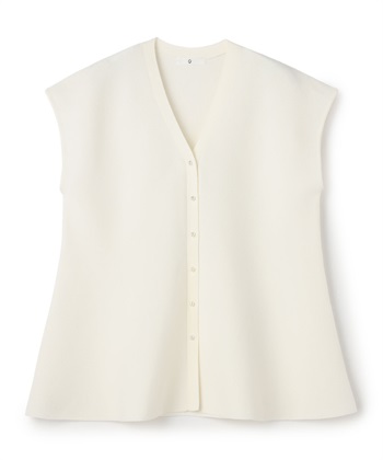 《マシンウォッシャブル》サマ美え ペプラムニットベスト(オフホワイト-Ｍ)
