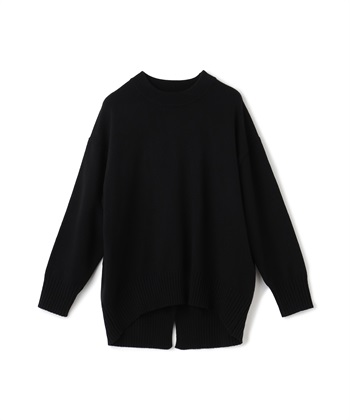 《洗える》エブ楽 バックスリットニット(ブラック-Ｍ)