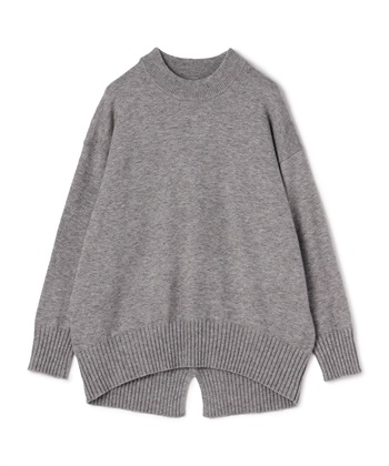 《洗える》エブ楽 バックスリットニット(杢グレー-Ｍ)