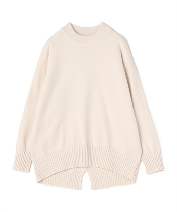 《洗える》エブ楽 バックスリットニット(オフベージュ-Ｍ)