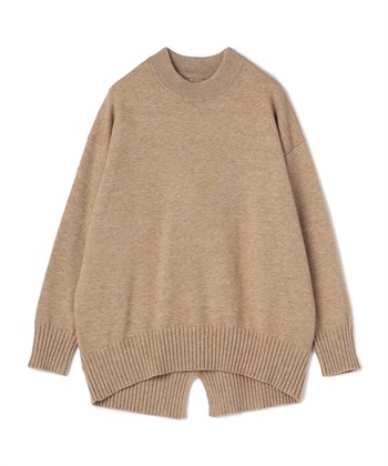 《洗える》エブ楽 バックスリットニット(モカ-Ｍ)