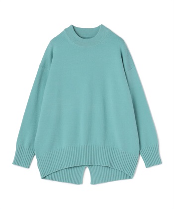 《洗える》エブ楽 バックスリットニット(ライトグリーン-Ｍ)