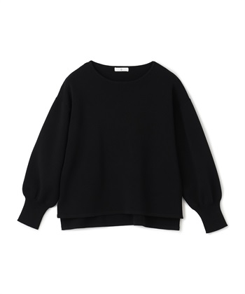 《洗える》サマ美え スウェットライクバルーンスリーブニット(ブラック-Ｍ)