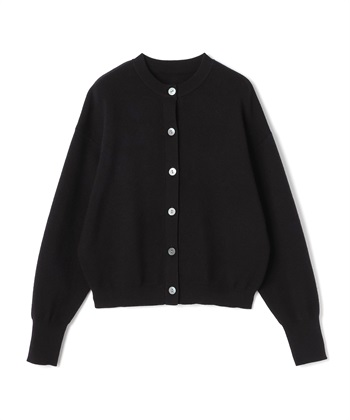 《洗える》エブ楽 クルーネックニットカーディガン(ブラック-Ｍ)