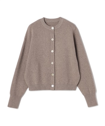 《洗える》エブ楽 クルーネックニットカーディガン(モカ-Ｍ)
