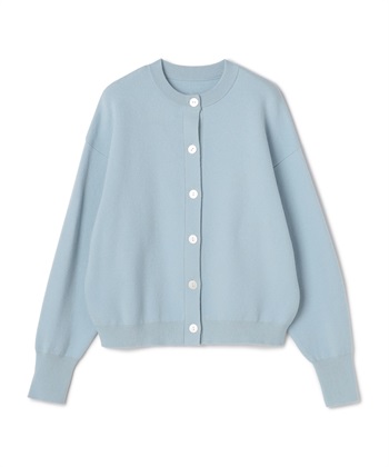 《洗える》エブ楽 クルーネックニットカーディガン(ライトブルー-Ｍ)