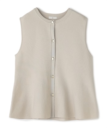 《洗える》サマ美え マシュマロミラノペプラムニットベスト(オフベージュ-Ｍ)