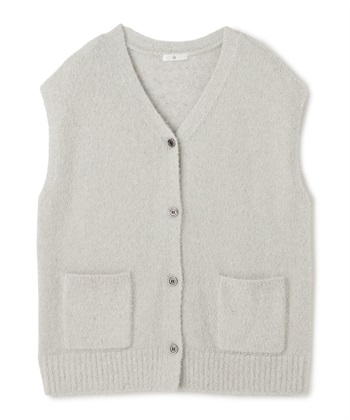 《洗える》スパンコールフェザーニットベスト(グレー-Ｍ)