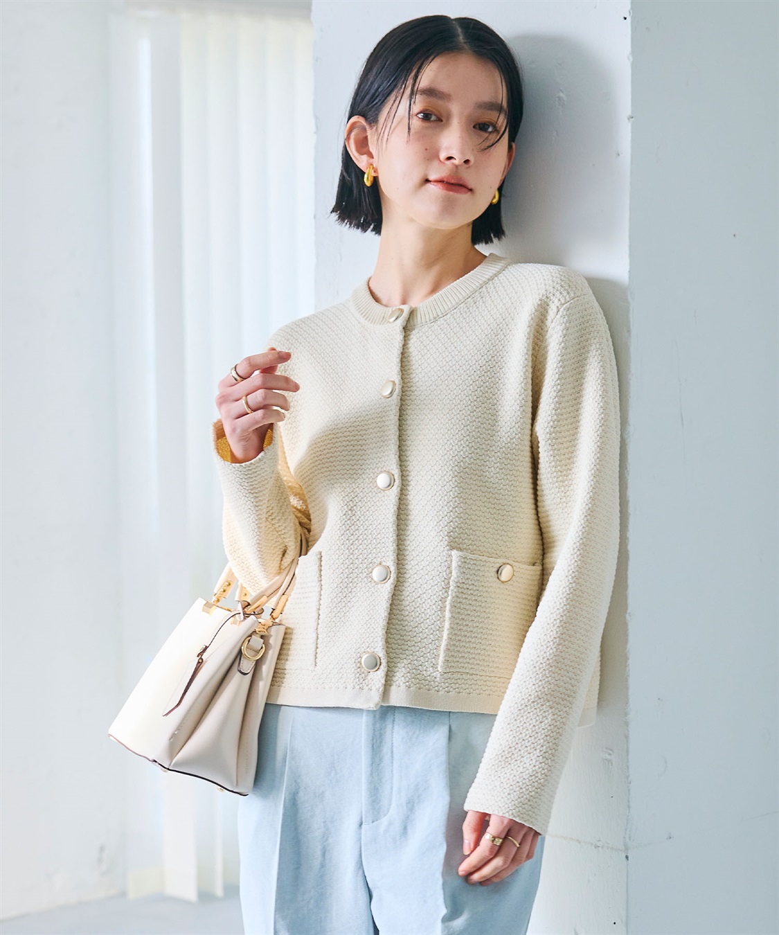 CROSS FUNCTION 《洗える》サマ美え 金釦ニットジャケット_main