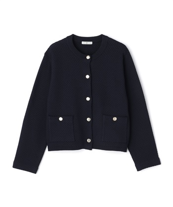 《洗える》サマ美え 金釦ニットジャケット(ネイビー-Ｍ)