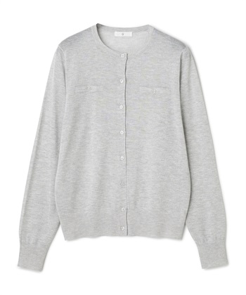 《洗える》サマ美え フロントポケットシアーカーディガン(杢グレー-Ｍ)