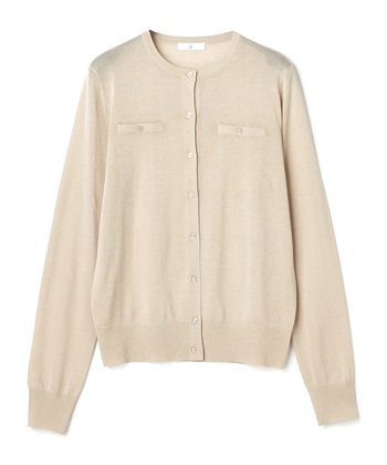 《洗える》サマ美え フロントポケットシアーカーディガン(ベージュ-Ｍ)