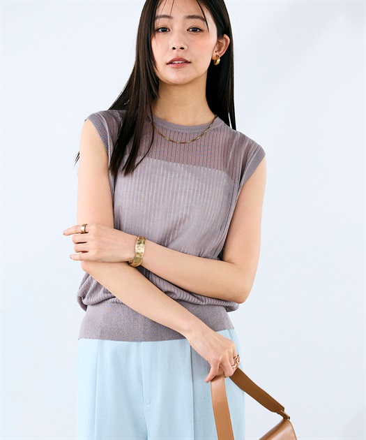 CROSS FUNCTION 《洗える》サマ美え シアーリブニットベスト