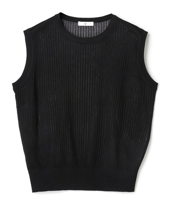 《洗える》サマ美え シアーリブニットベスト(ブラック-Ｍ)