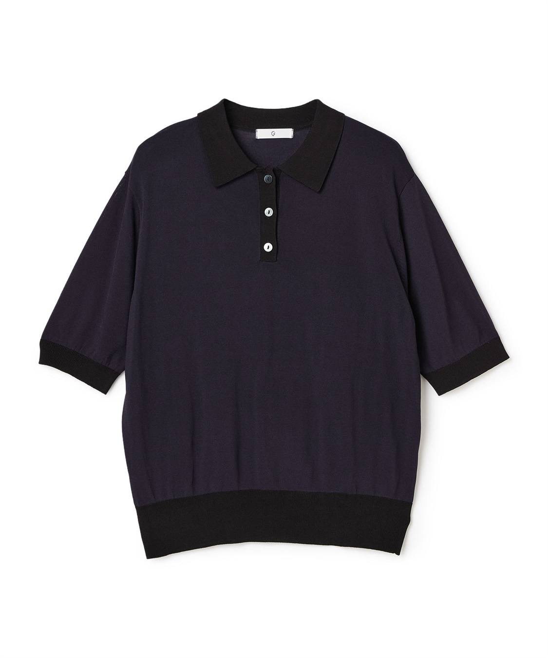 CROSS FUNCTION 《洗える》サマ美え 配色サマーニットポロトップス_variation_2