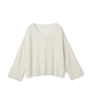 《洗える》エブ楽 ルーズクラフトニットプルオーバー(ホワイト-Ｍ)