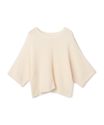 《洗える》エブ楽 ルーズクロップドクラフトニットプルオーバー(アイボリー-Ｍ)