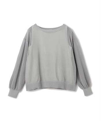 《洗える》エブ楽 クラフトメッシュニットアンサンブル(ライトグレー-Ｍ)